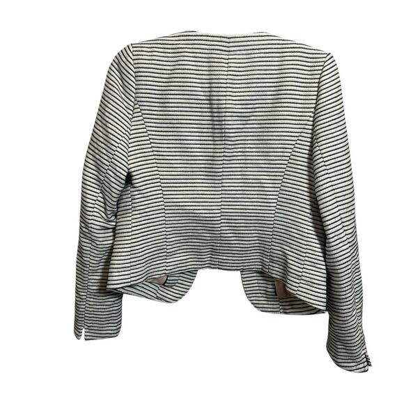 Katherine Barclay S Black & Off White Striped Open Front Jacket - Picture 4 of 8